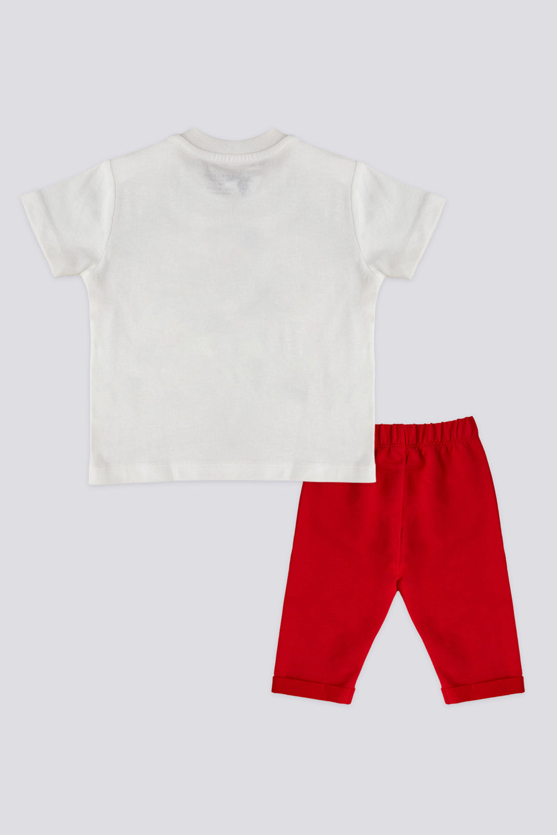 Boy Baby Print Detailed Red Shorts Suit