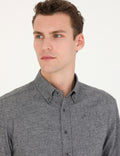 Grey Slim Fit Long Sleeve Shirt