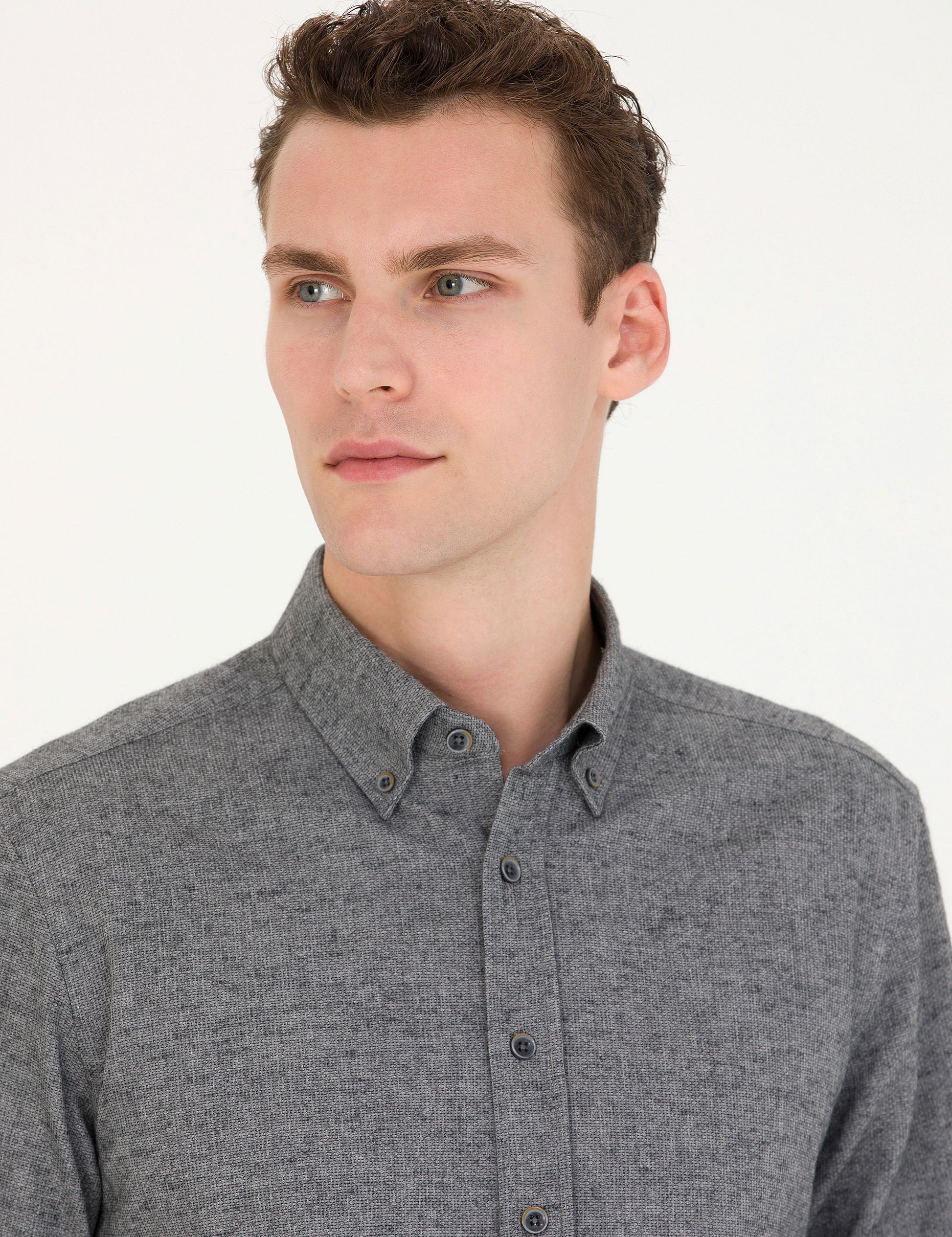 Grey Slim Fit Long Sleeve Shirt