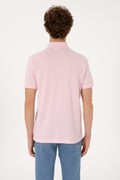 Men's Regular Fit Polo Neck Light Pink T-Shirt