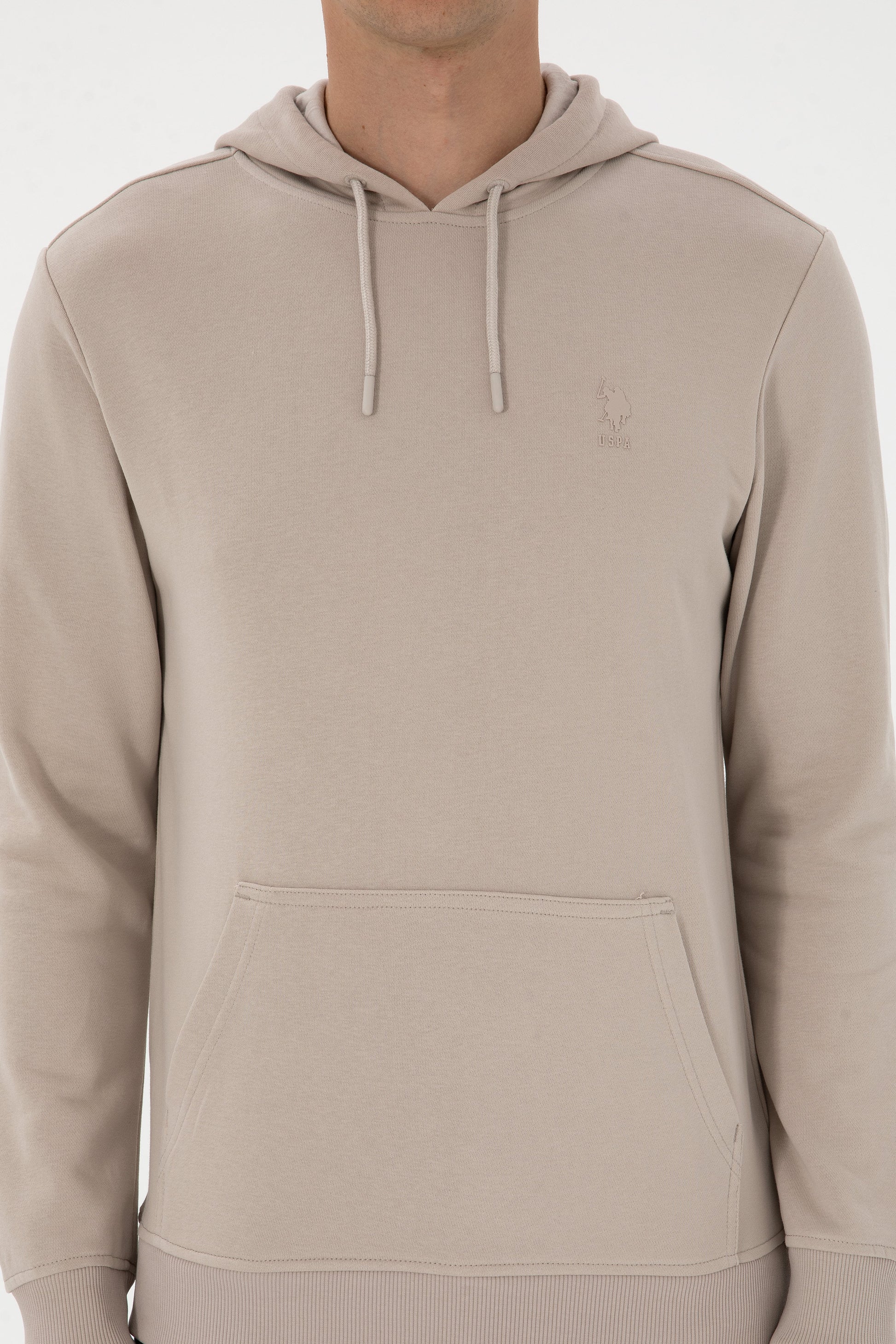 Erkek Regular Fit Kapişonlu Taş Basic Sweatshirt