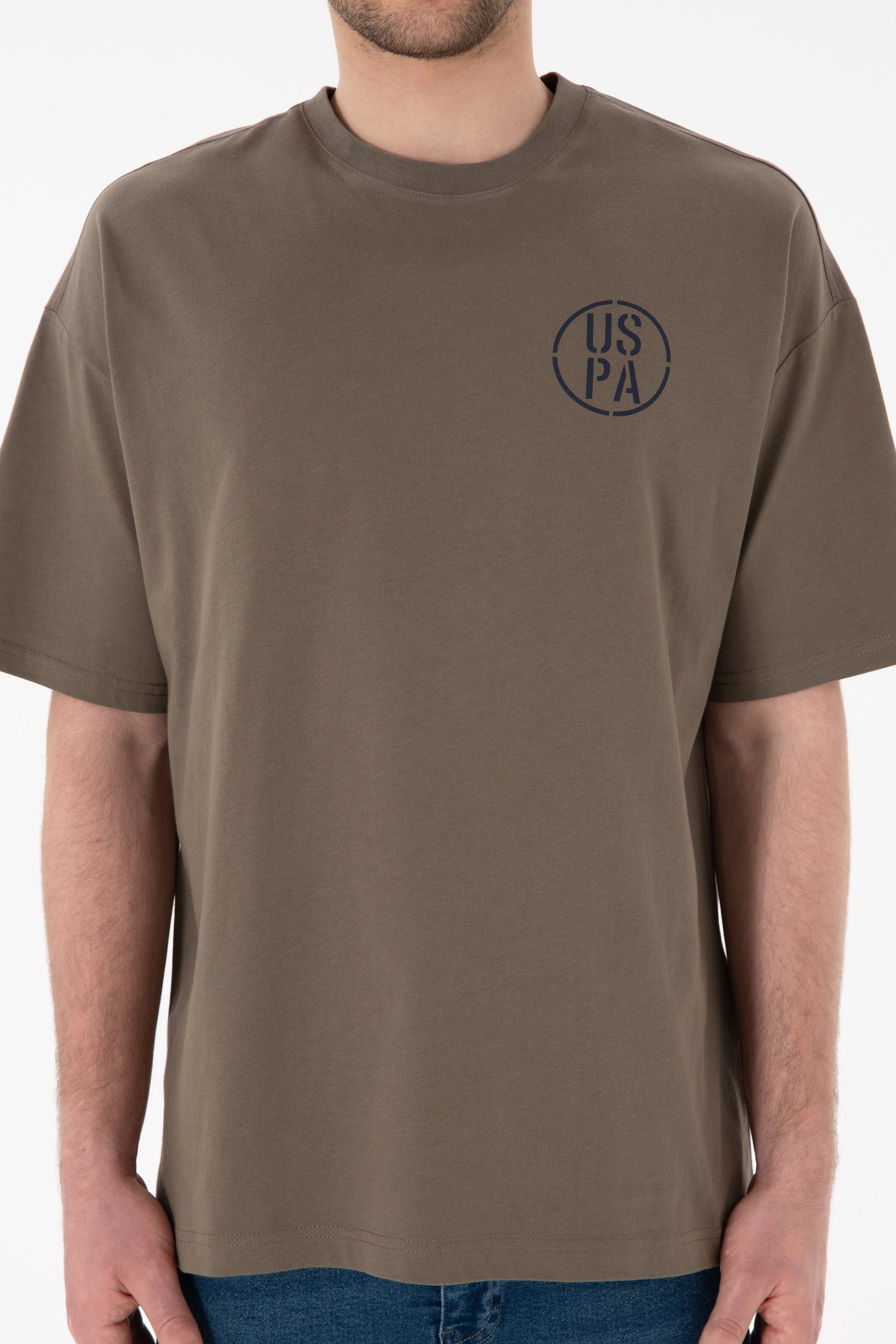 Men's Oversize Fit Crew Neck Mink T-Shirt