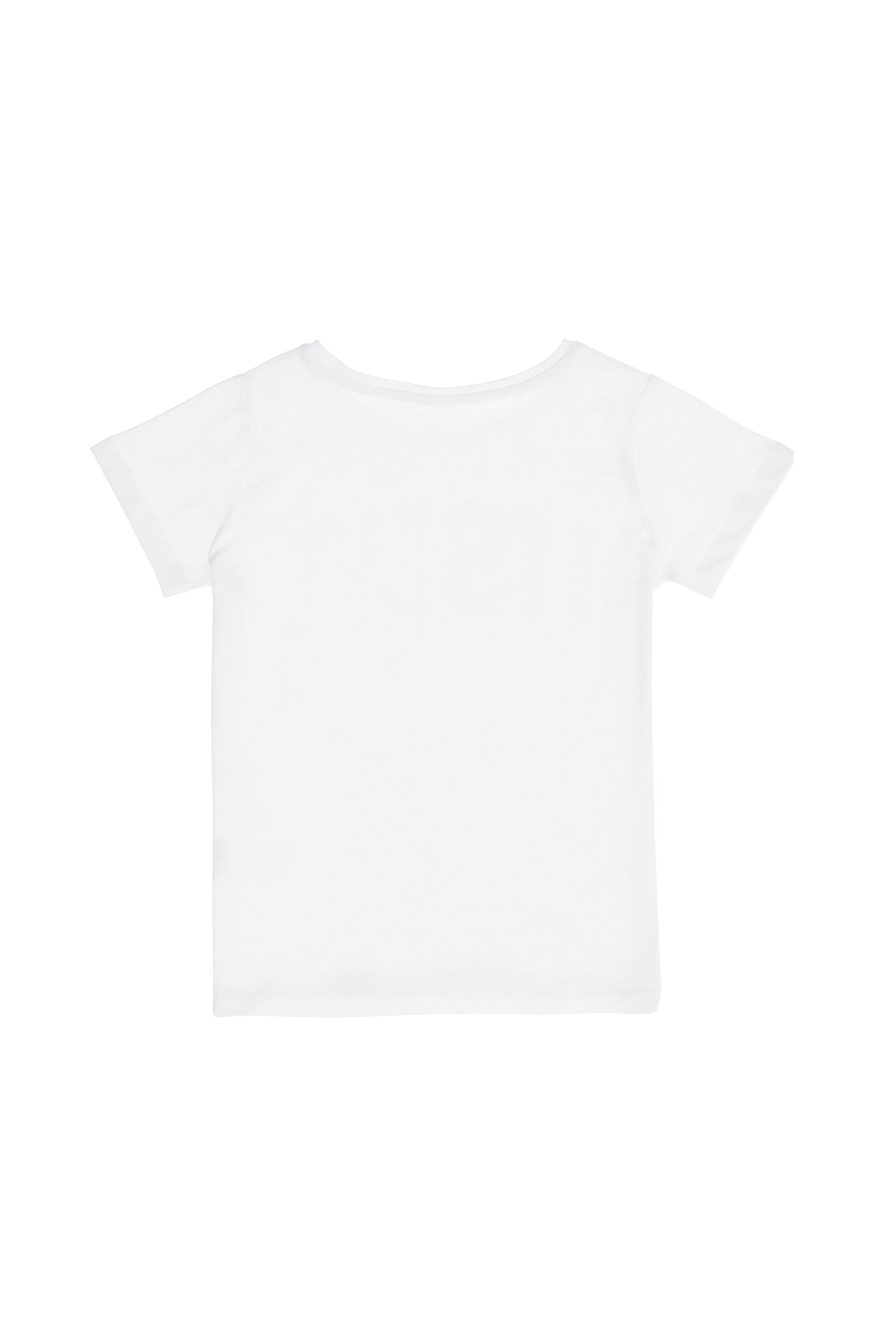 Baby Girl White Crew Neck Basic T-Shirt