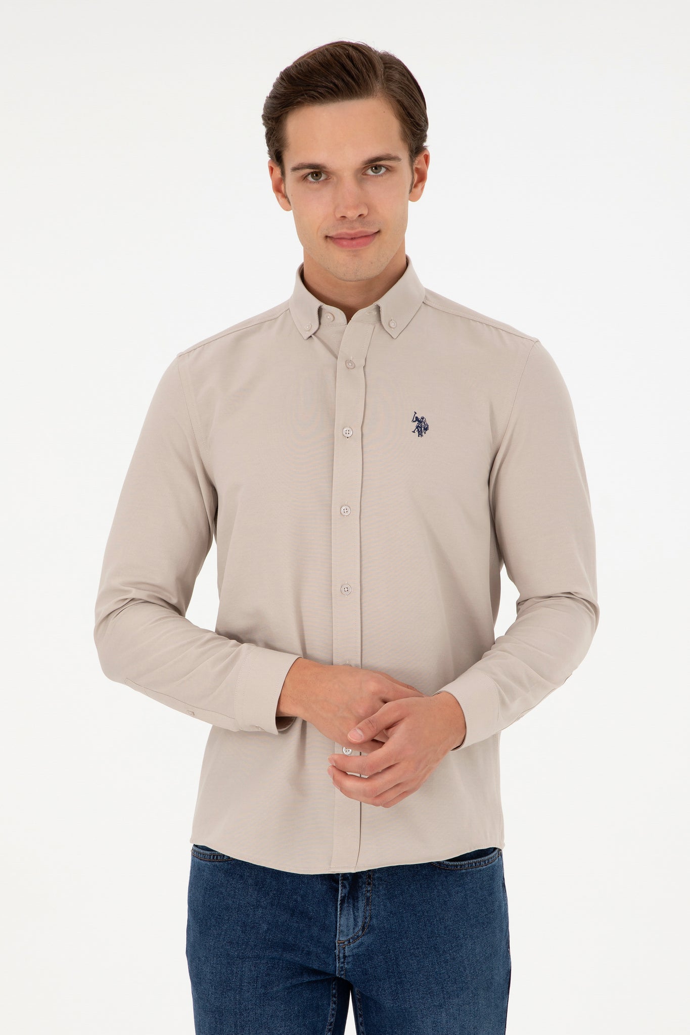 Men's Stone Long Sleeve Basic Shirt