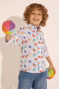 Boy's White Long Sleeve Shirt