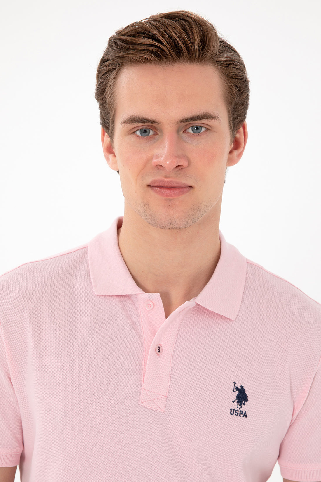 Men's Slim Fit Polo Neck Light Pink Basic T-Shirt