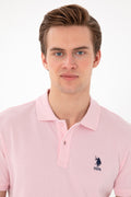 Men's Slim Fit Polo Neck Light Pink Basic T-Shirt
