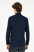 Men's Navy Blue Long Sleeve Basic Shirt