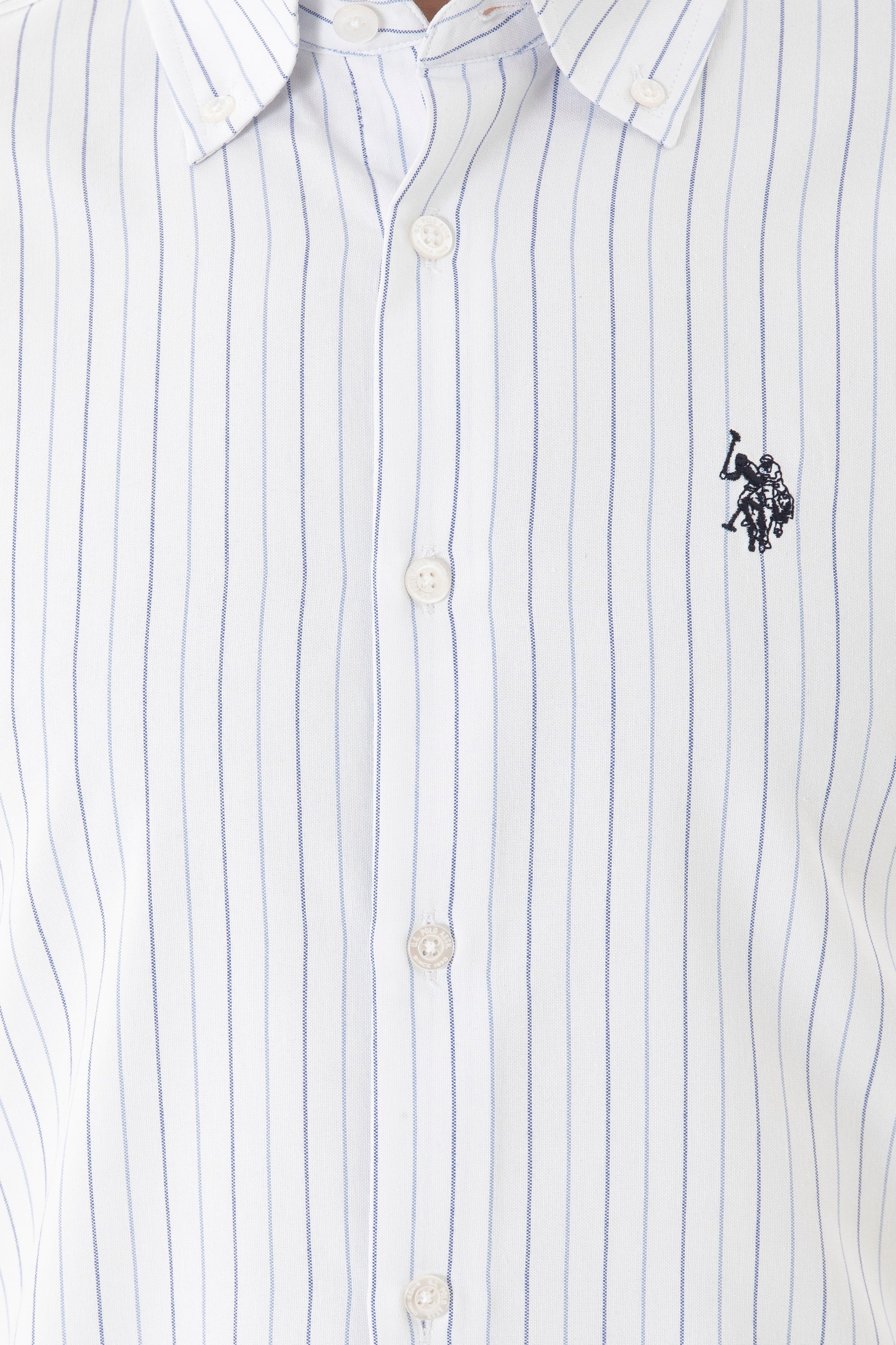 Men's Blue Striped White Shirt