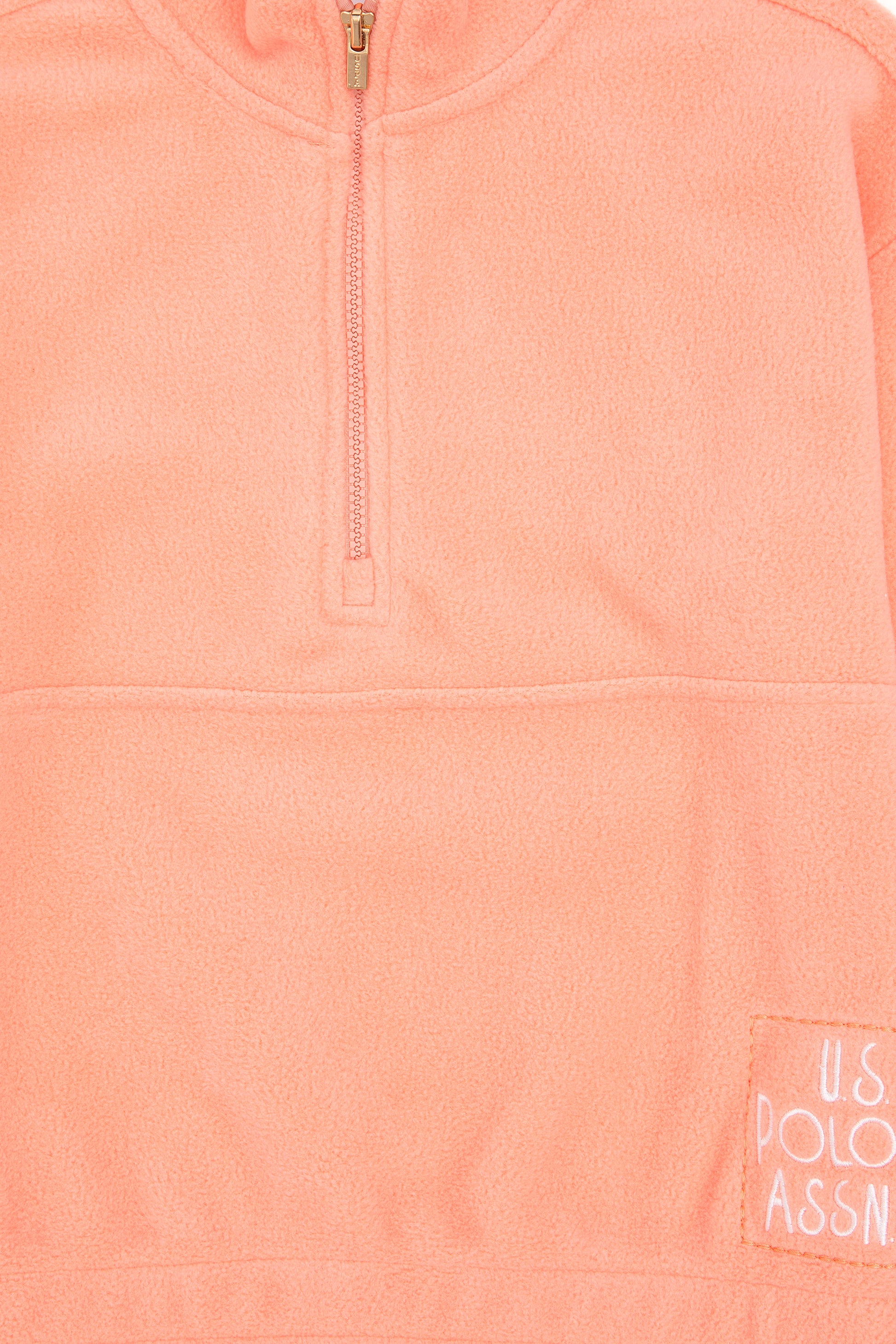 Girls' Half Zipper Salmon Fleece Sweatshirt