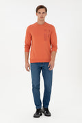 Men's Regular Fit Crew Neck Cinnamon Sweatshirt