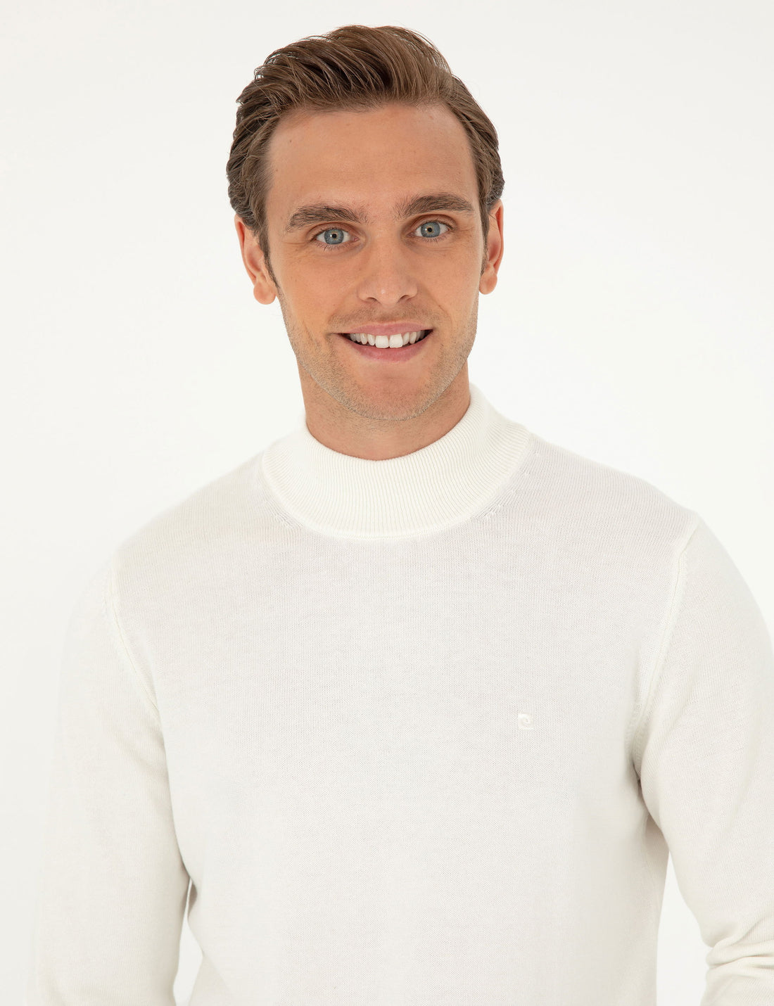 Ecru Slim Fit Half Turtleneck Basic Knitwear Sweater