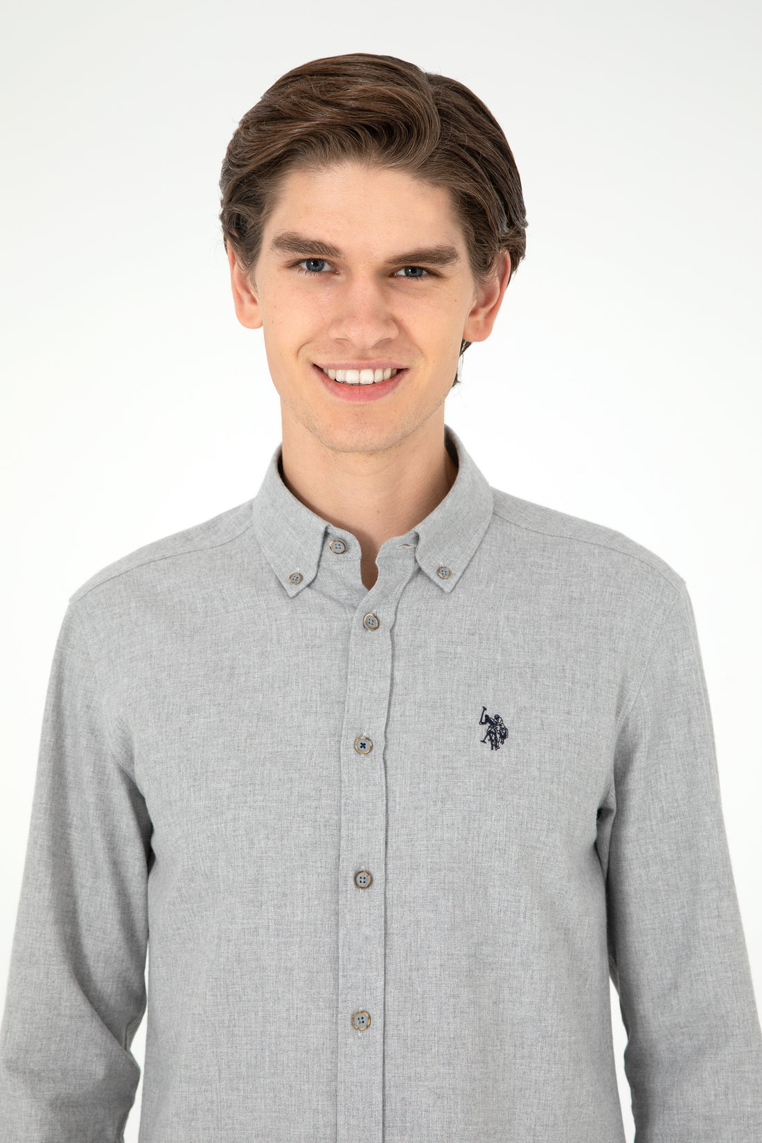 Men's Light Grey Long Sleeve Basic Shirt