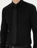 Black Ex. Slim Fit Long Sleeve Basic Shirt