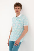 Men's Regular Fit Polo Neck Mint T-Shirt