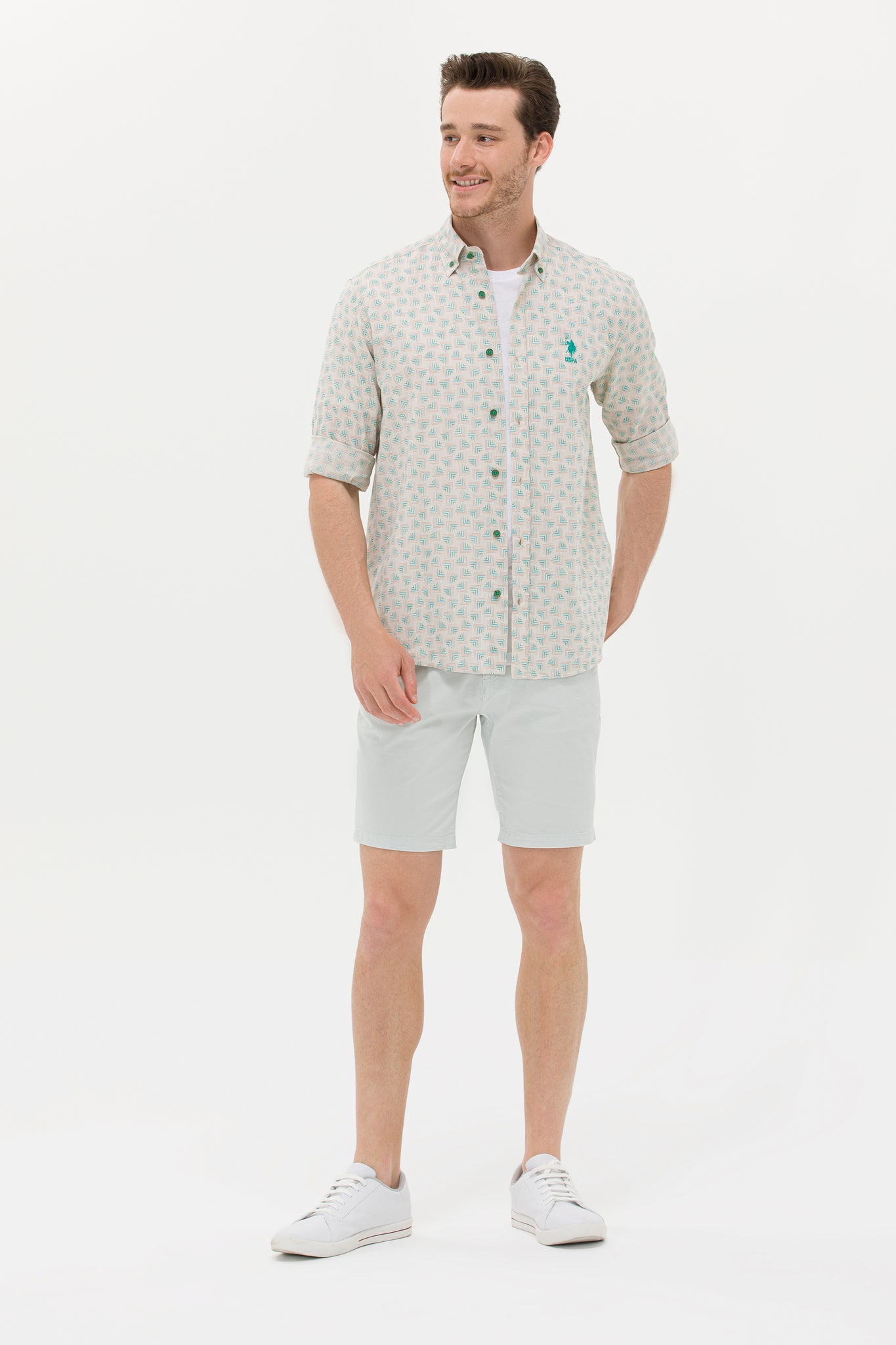 Men's Water Green Woven Shorts