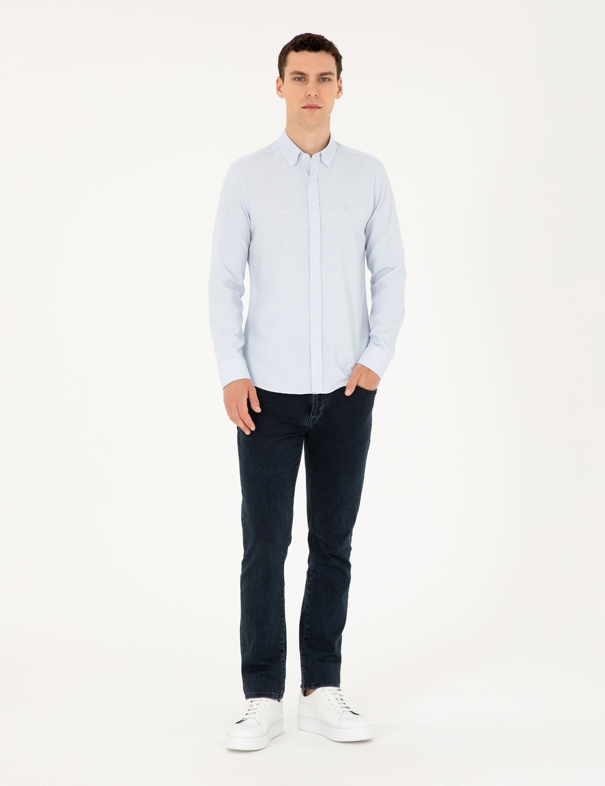 Light Blue Slim Fit Long Sleeve Shirt
