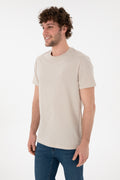 Men's Regular Fit Crew Neck Stone Basic T-Shirt
