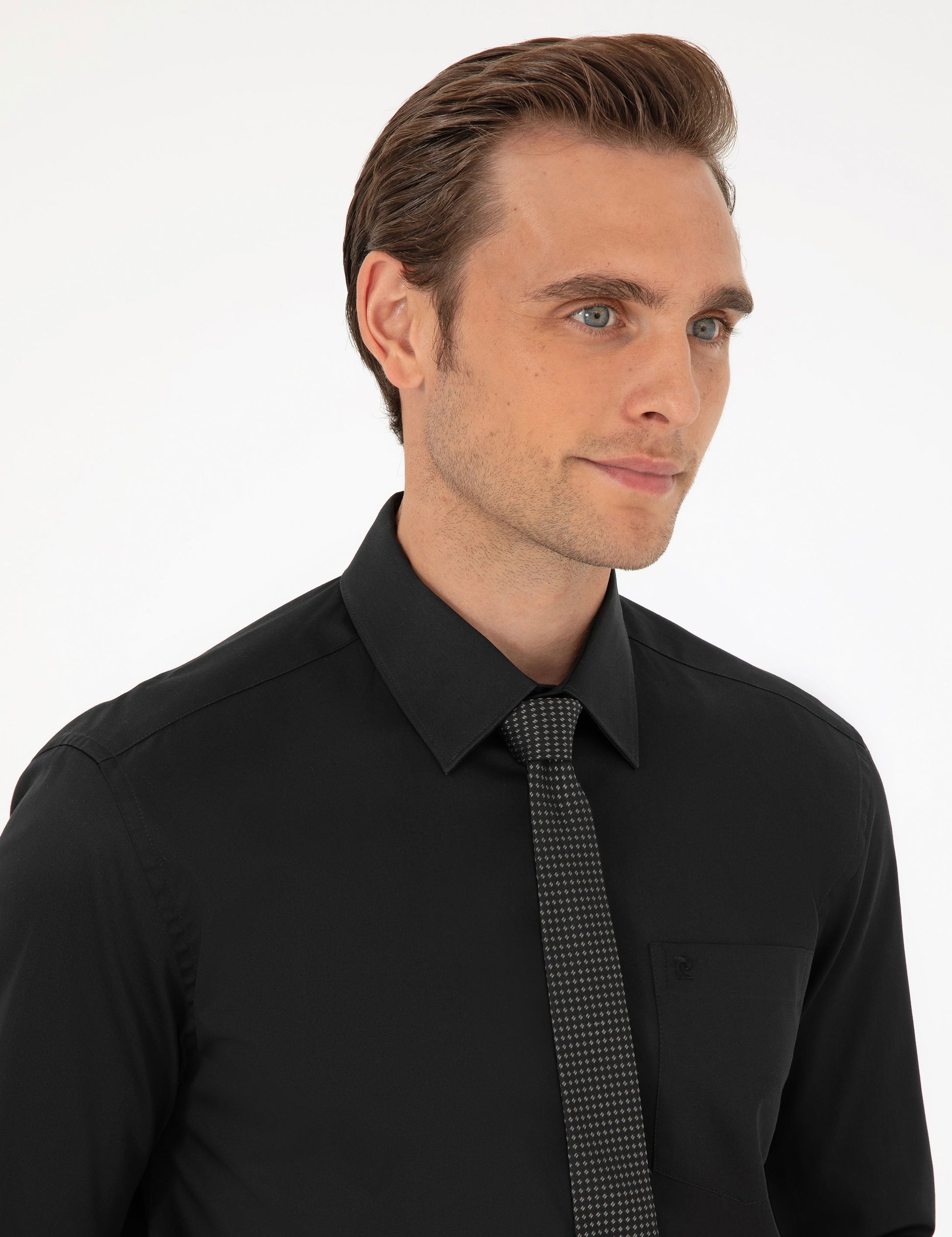 Black Regular Fit Long Sleeve Basic Shirt