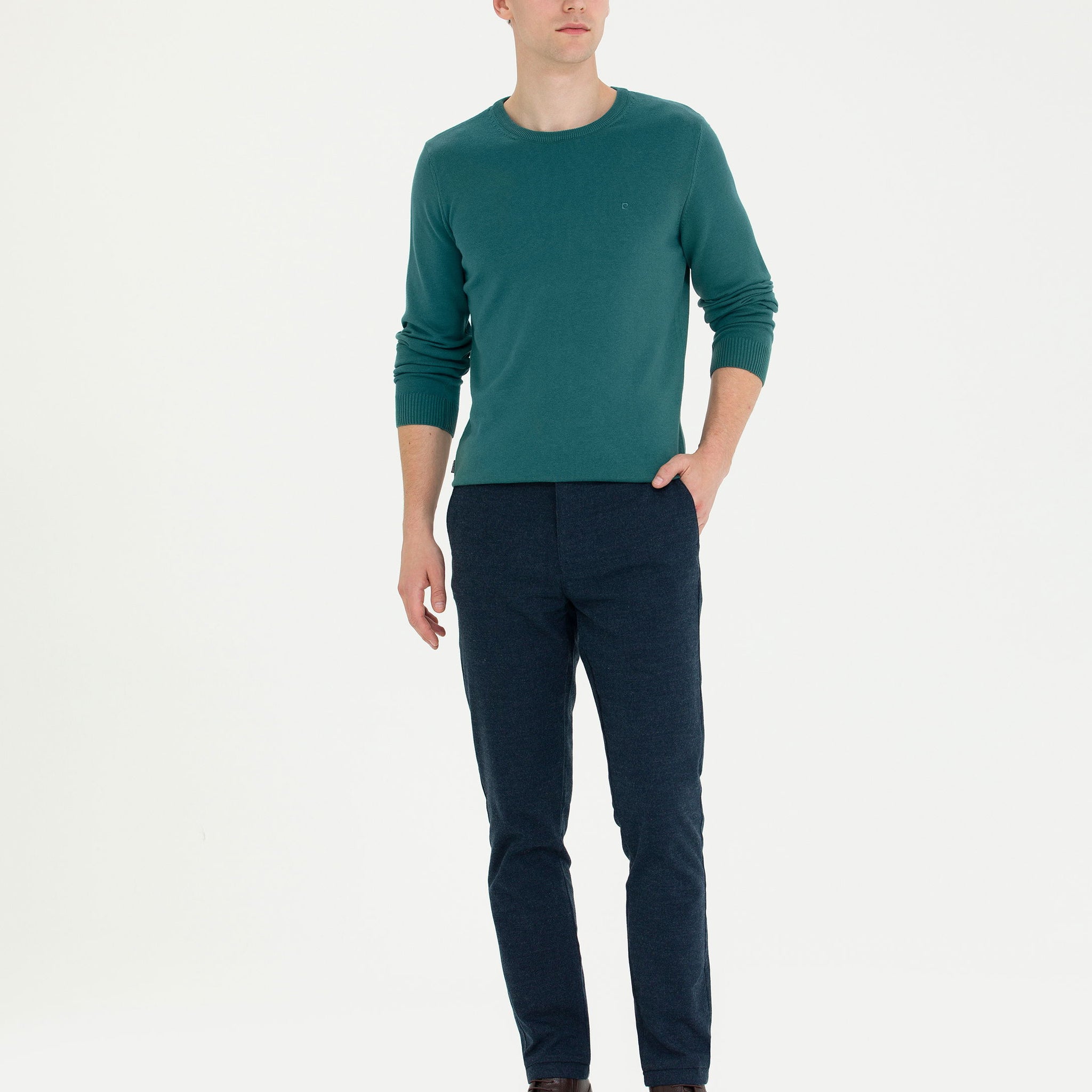 Navy Blue Slim Fit Canvas Pants