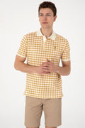 Men's Regular Fit Polo Neck Cream Print T-shirt