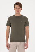 Men's Slim Fit Crew Neck Dark Khaki T-Shirt