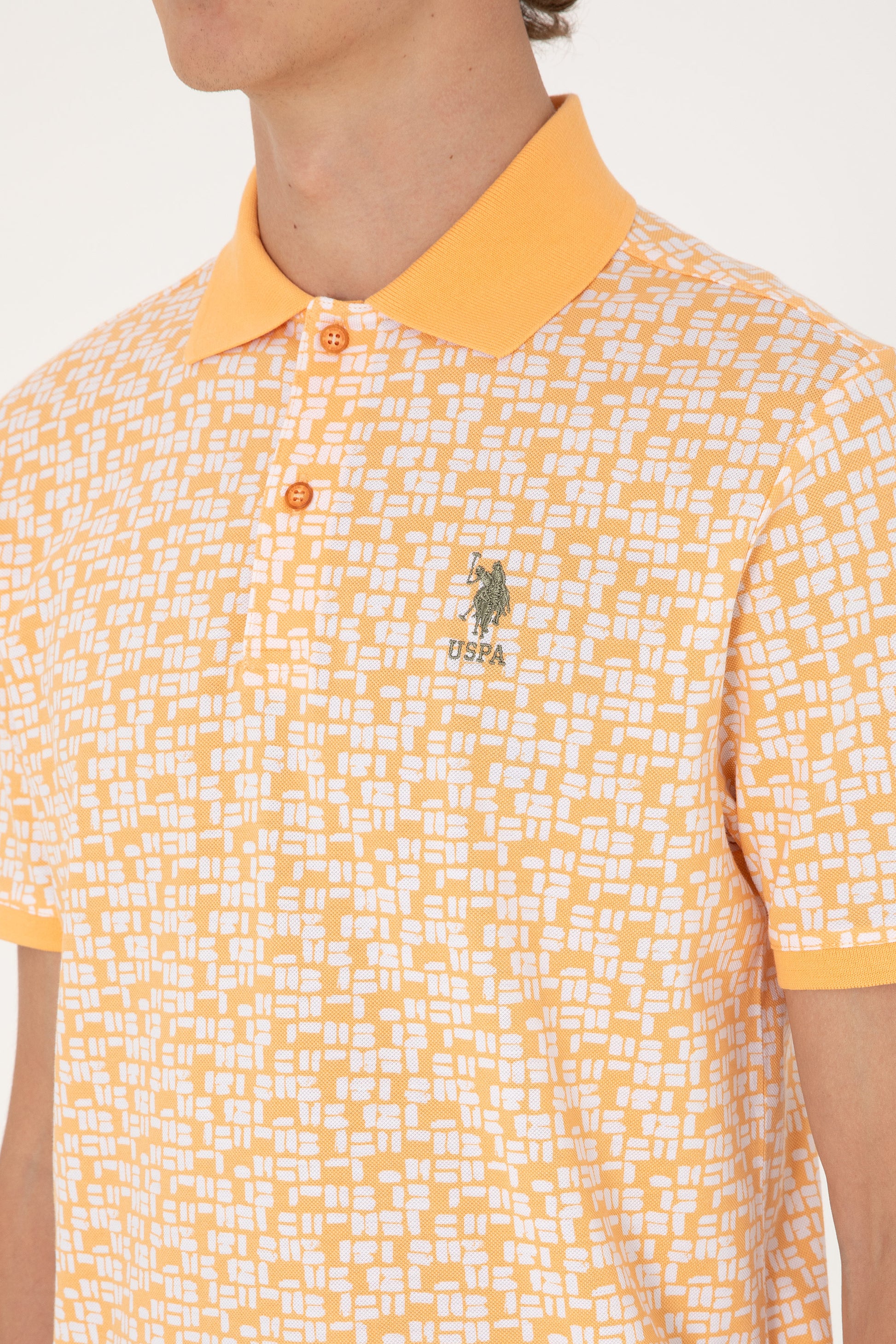 Men's Regular Fit Polo Neck Orange T-Shirt