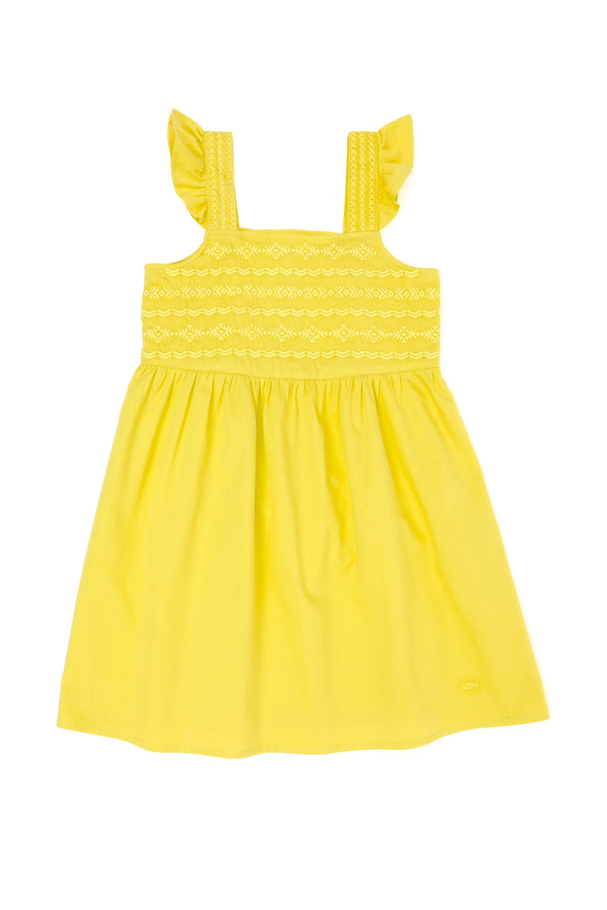 Girls' Neon Yellow Sleeveless Woven Dress