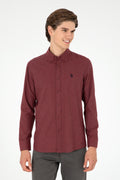 Men's Burgundy Long Sleeve Basic Shirt