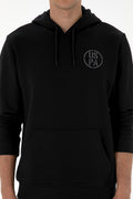 Erkek Regular Fit Kapişonlu Siyah Sweatshirt