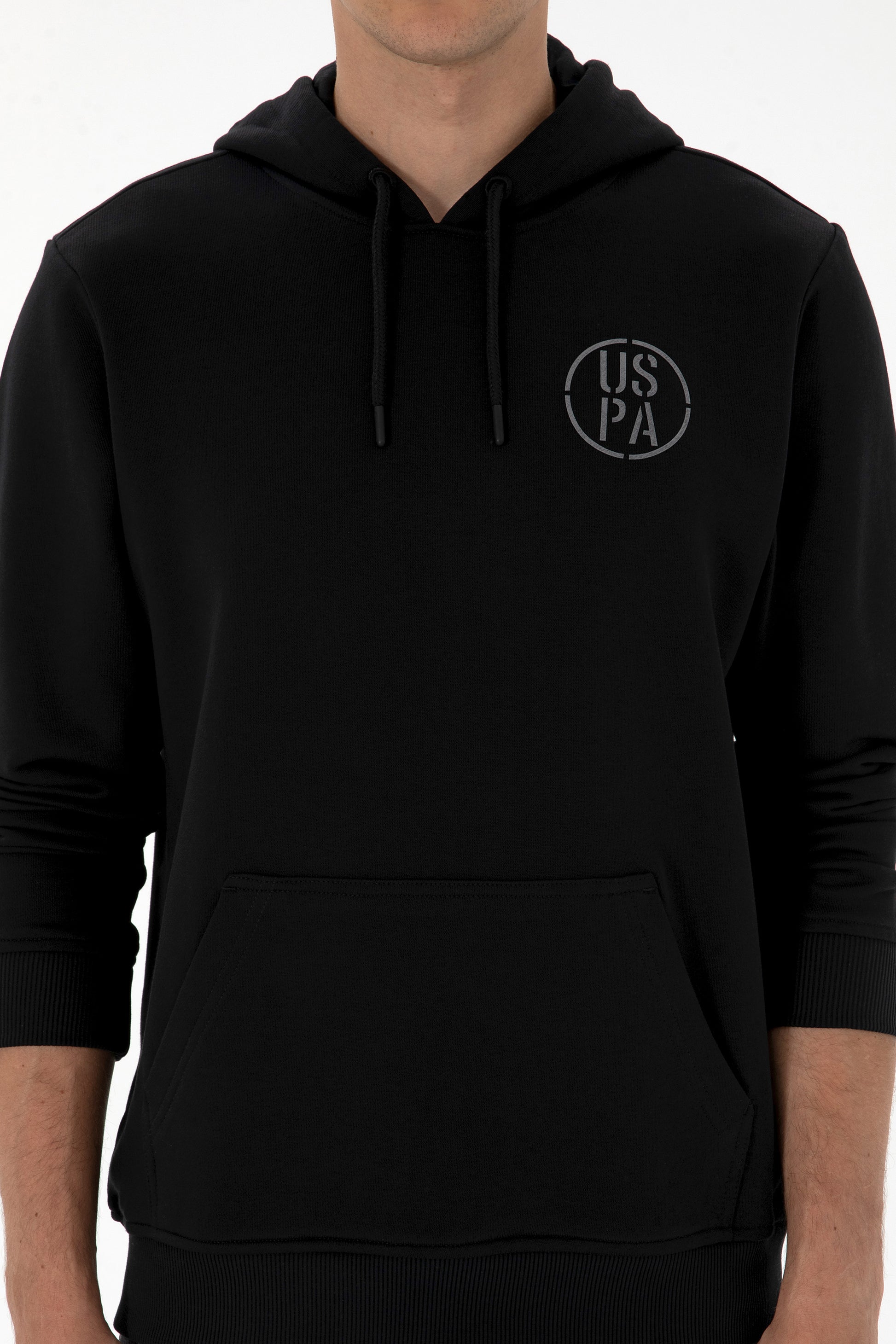Erkek Regular Fit Kapişonlu Siyah Sweatshirt