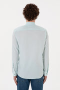 Men's Water Green Long Sleeve Basic Shirt