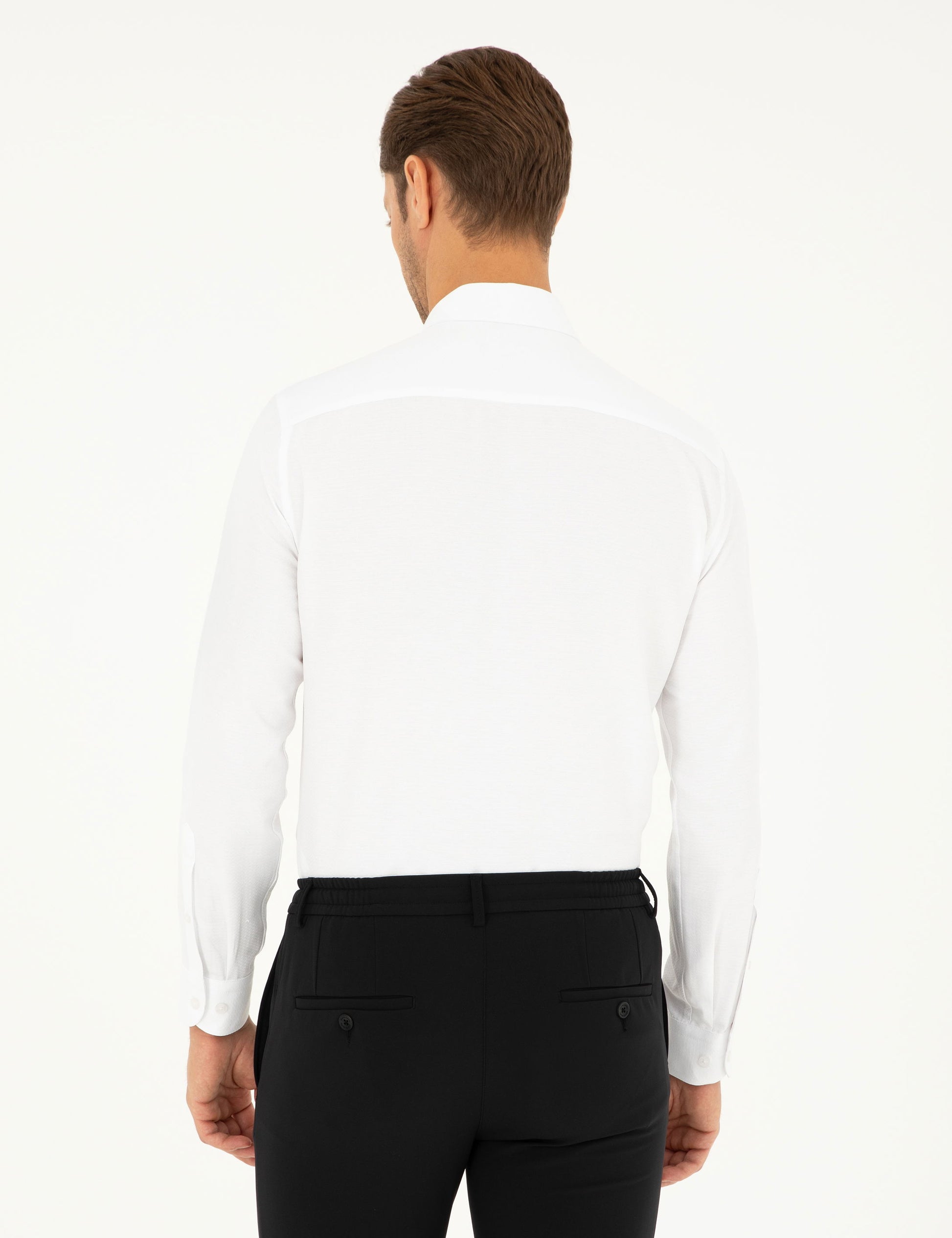 White Striped Slim Fit Long Sleeve Shirt