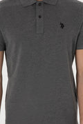 Men's Slim Fit Polo Neck Anthracite Melange Basic T-Shirt