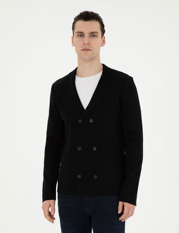 Black Slim Fit Knitwear Cardigan