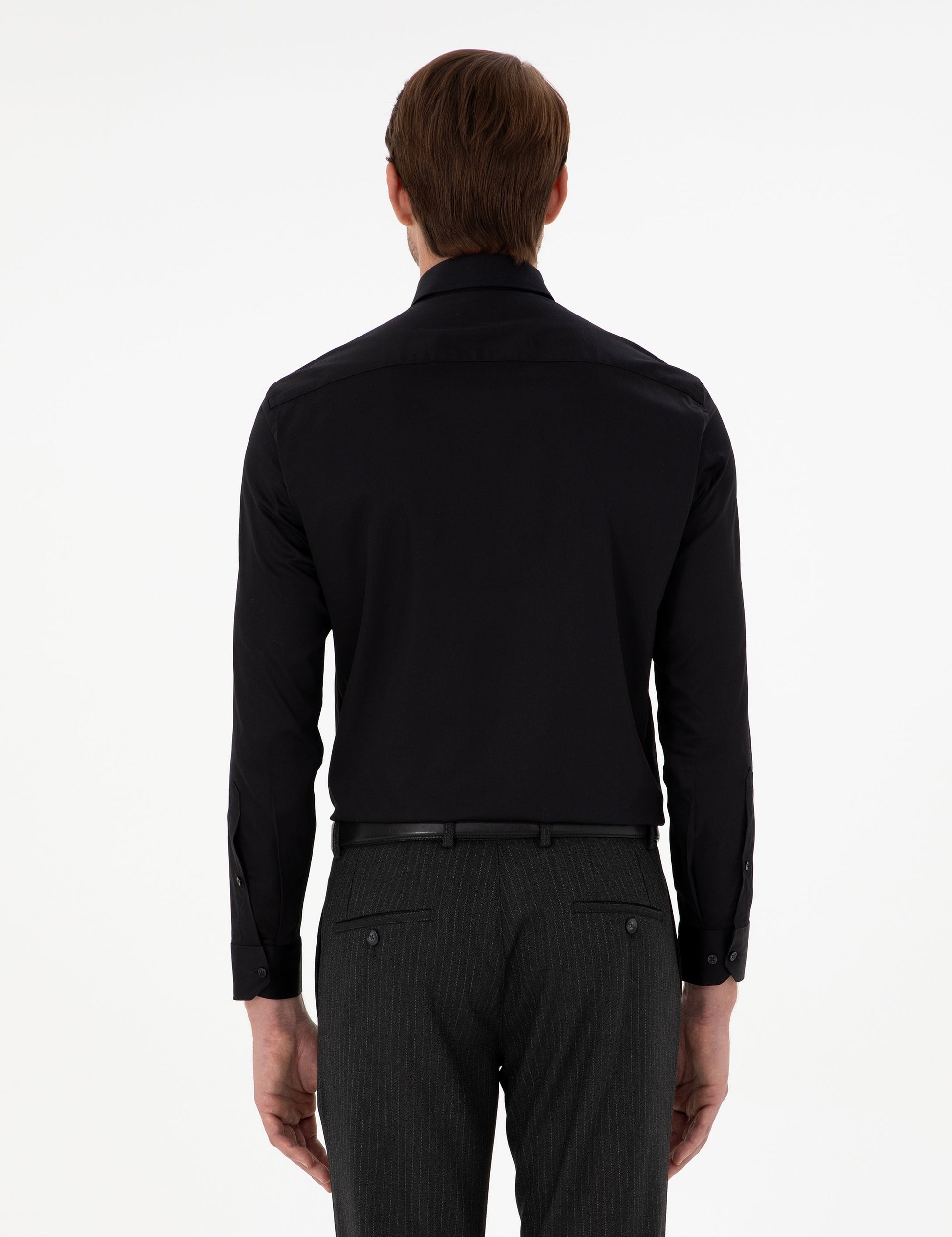 Black Regular Fit Long Sleeve Basic Shirt
