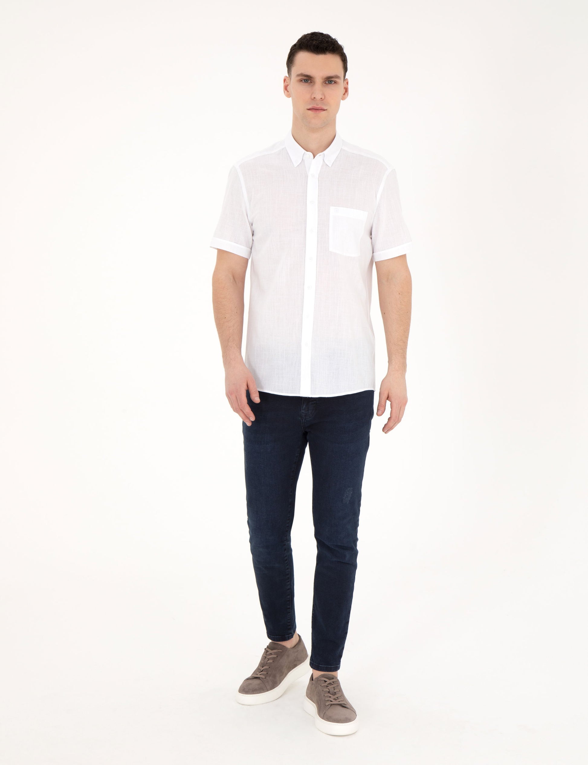 White Regular Fit Short Sleeve Shirt