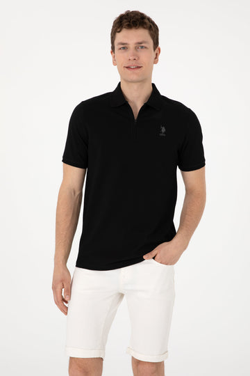 U.S. Polo Assn. - Men's Regular Fit Zipper Black Textured T-Shirt - M / Black / Regular