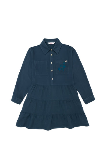 Girls' Indigo Knitted Dress