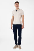 Men's Slim Fit Polo Neck Stone Basic T-Shirt