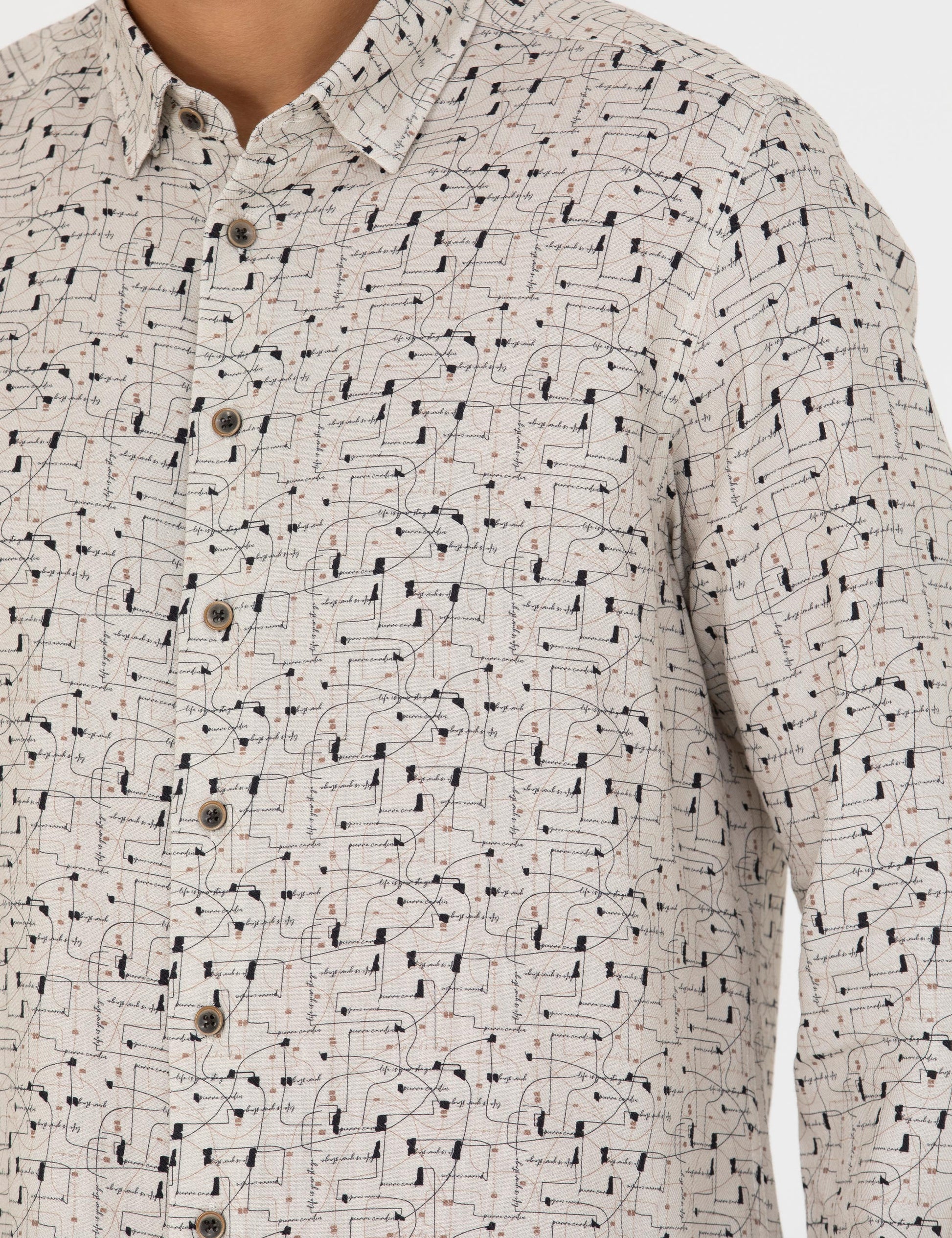 Beige Slim Fit Long Sleeve Shirt