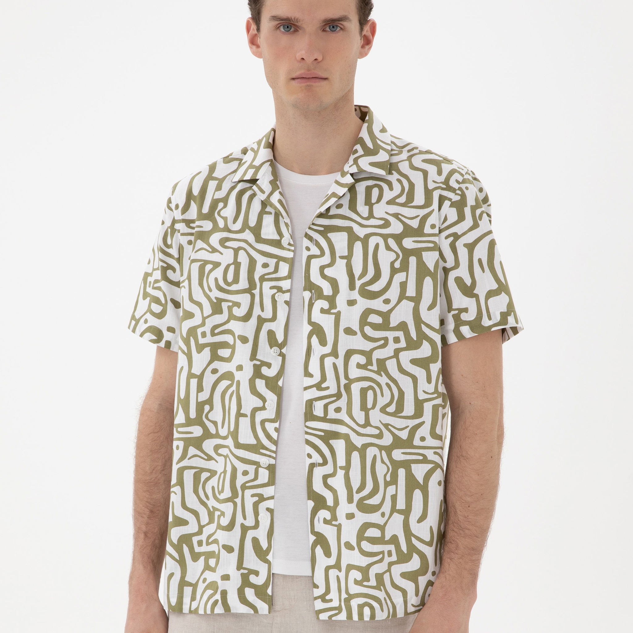 Khaki Comfort Fit Short Sleeve Shirt