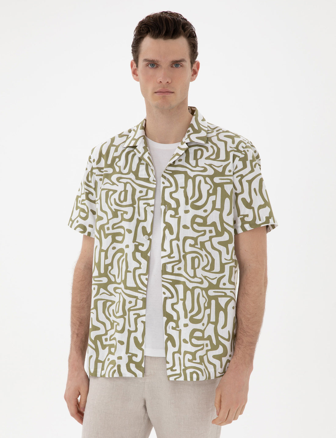 Khaki Comfort Fit Short Sleeve Shirt