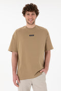 Men's Oversize Fit Crew Neck Khaki T-shirt