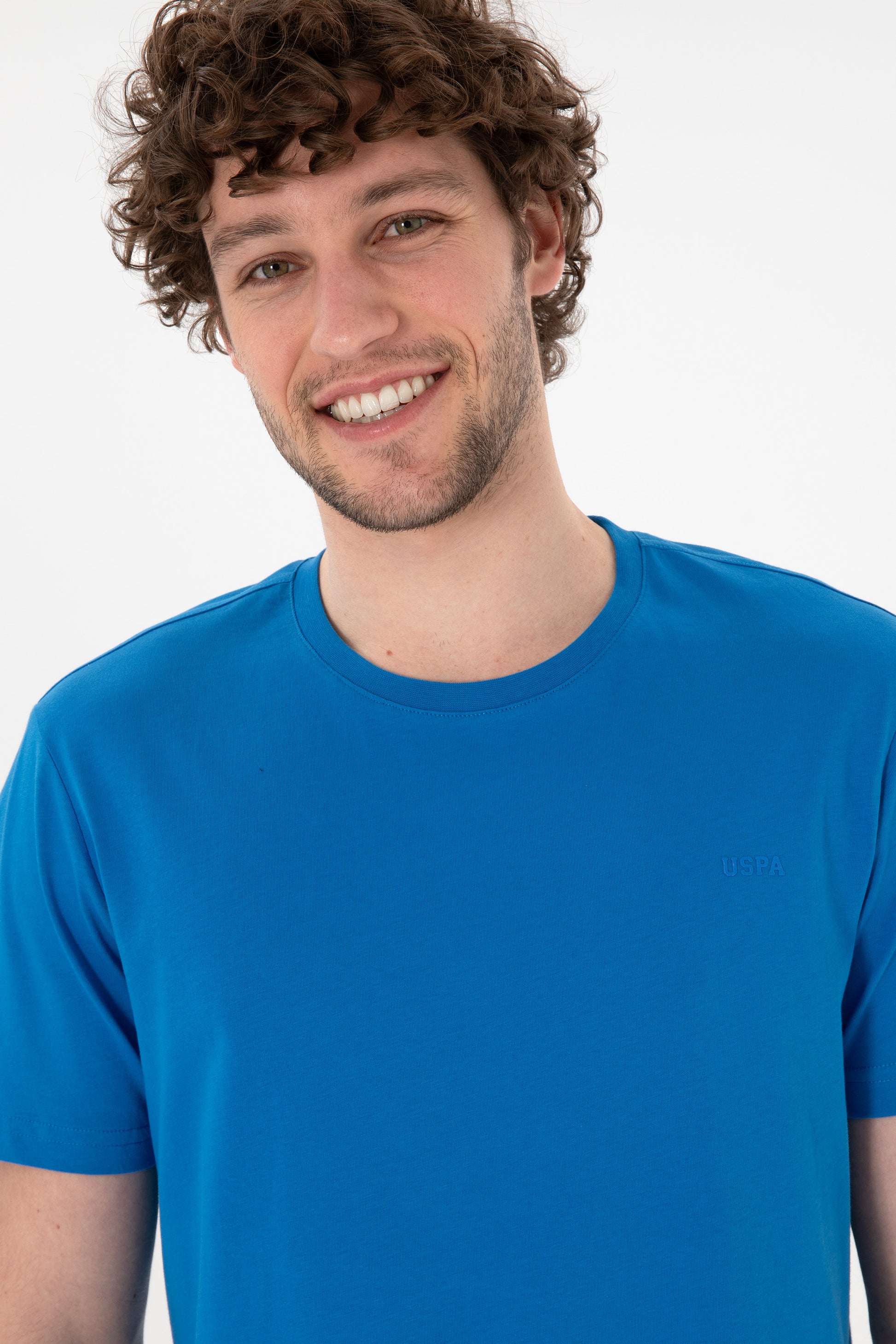 Men's Regular Fit Crew Neck Cobalt Blue Basic T-Shirt