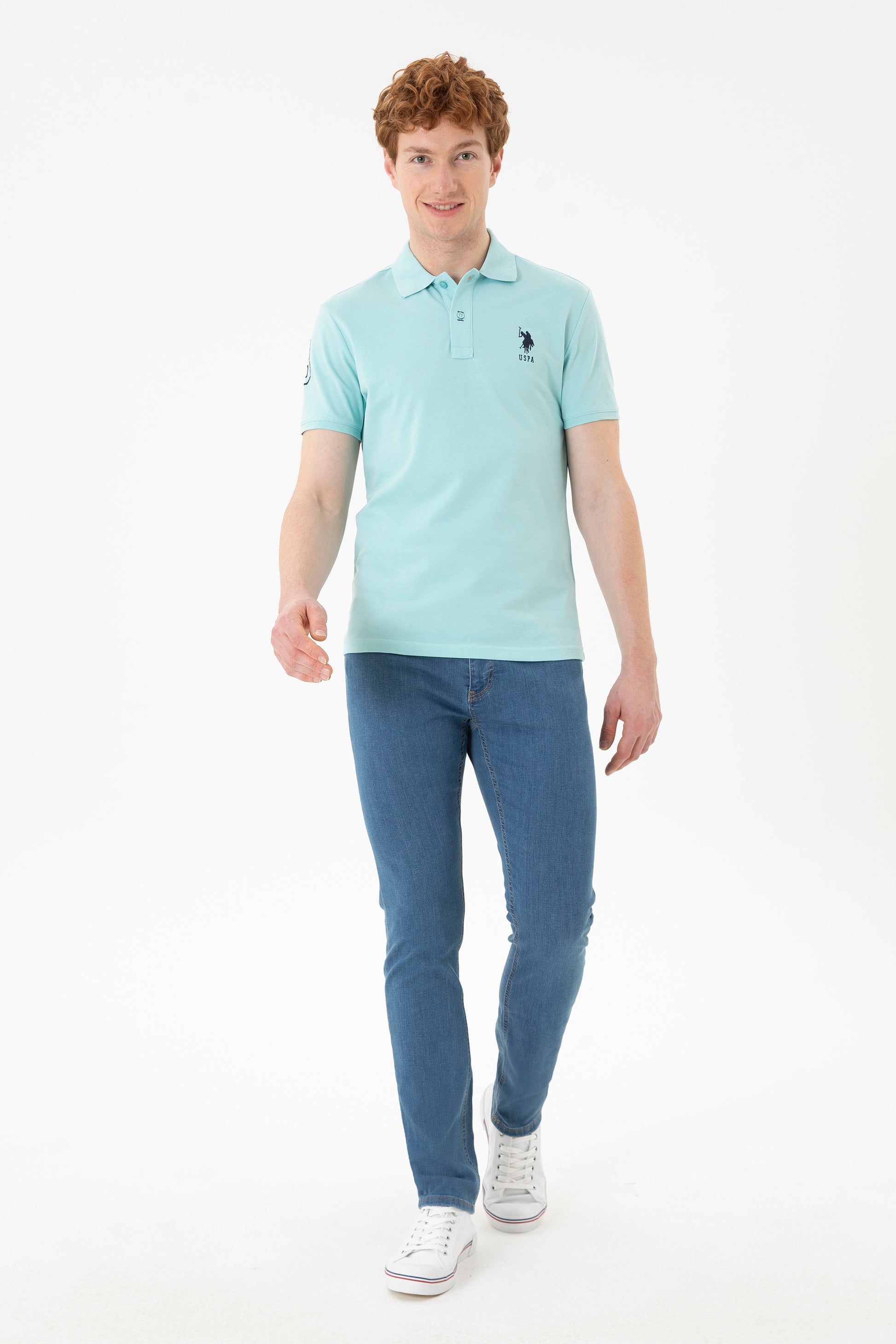 Men's Water Green Basic T-Shirt