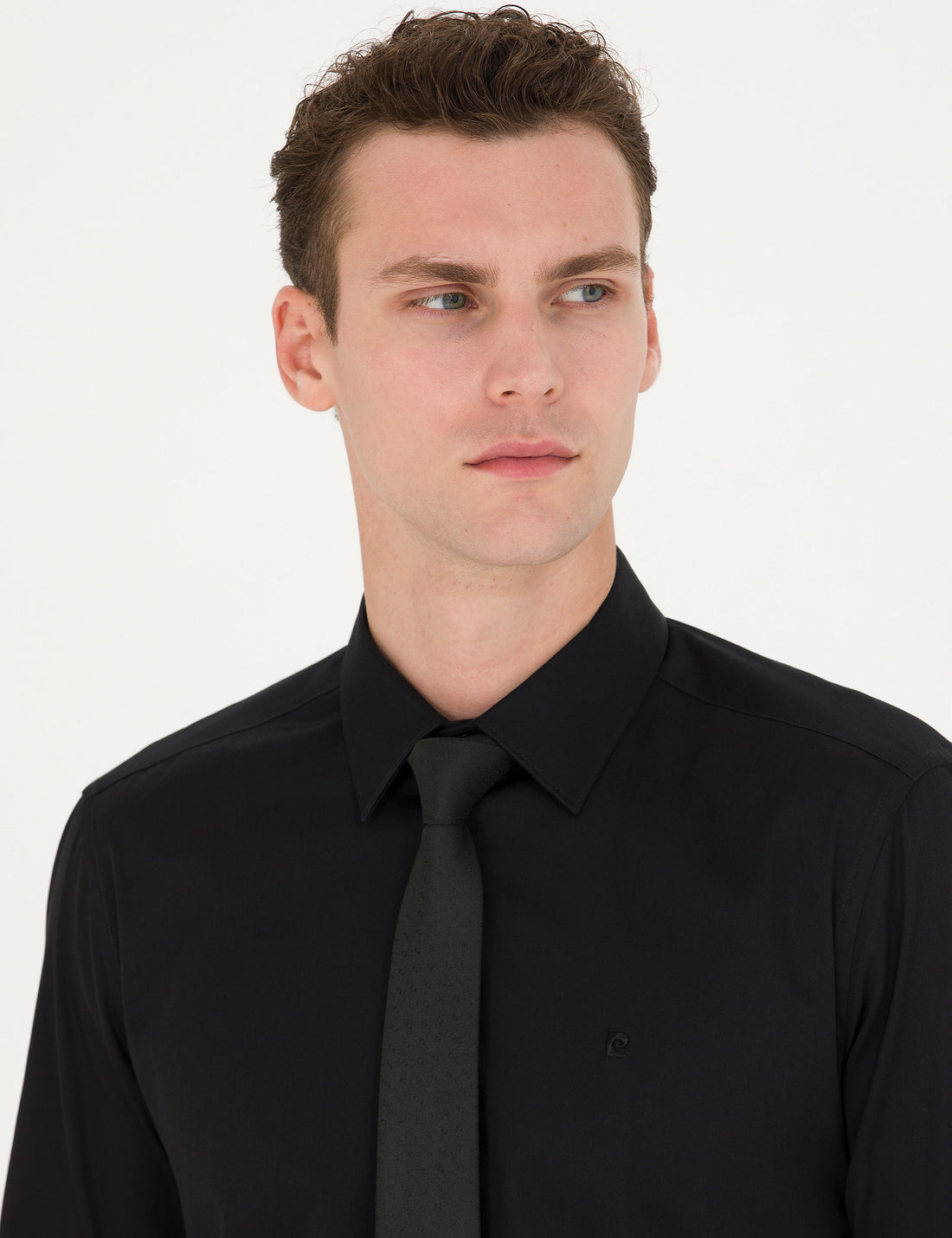 Black Slim Fit Long Sleeve Basic Shirt