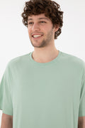 Men's Oversize Fit Crew Neck Water Green T-shirt