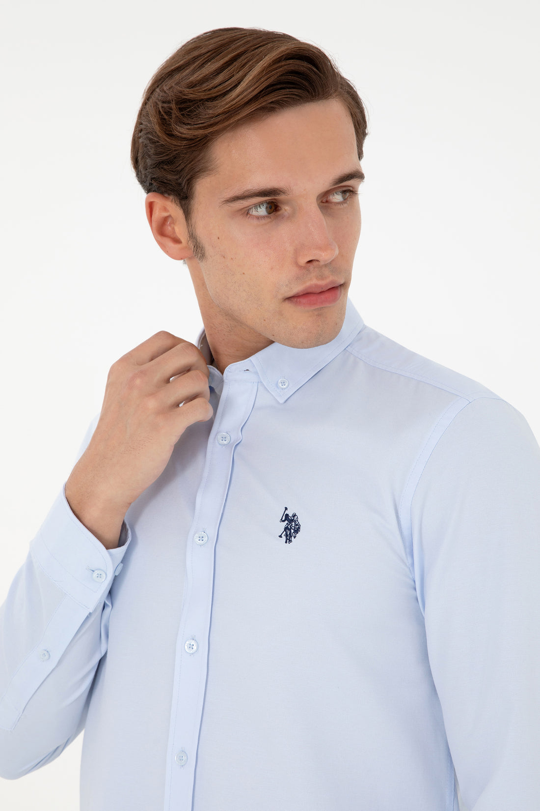 Men's Light Blue Long Sleeve Basic Shirt