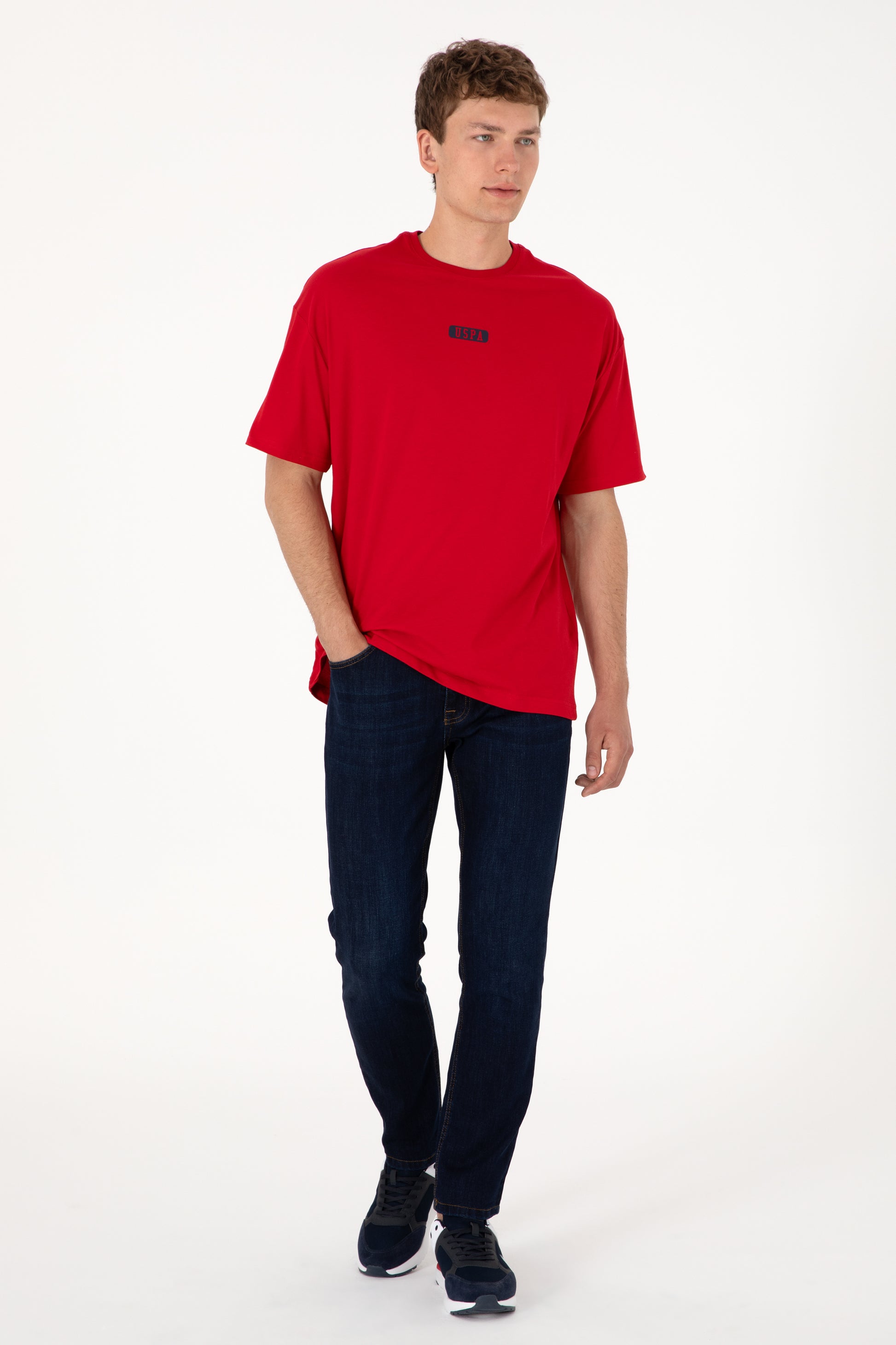 Men's Oversize Fit Crew Neck Red T-Shirt